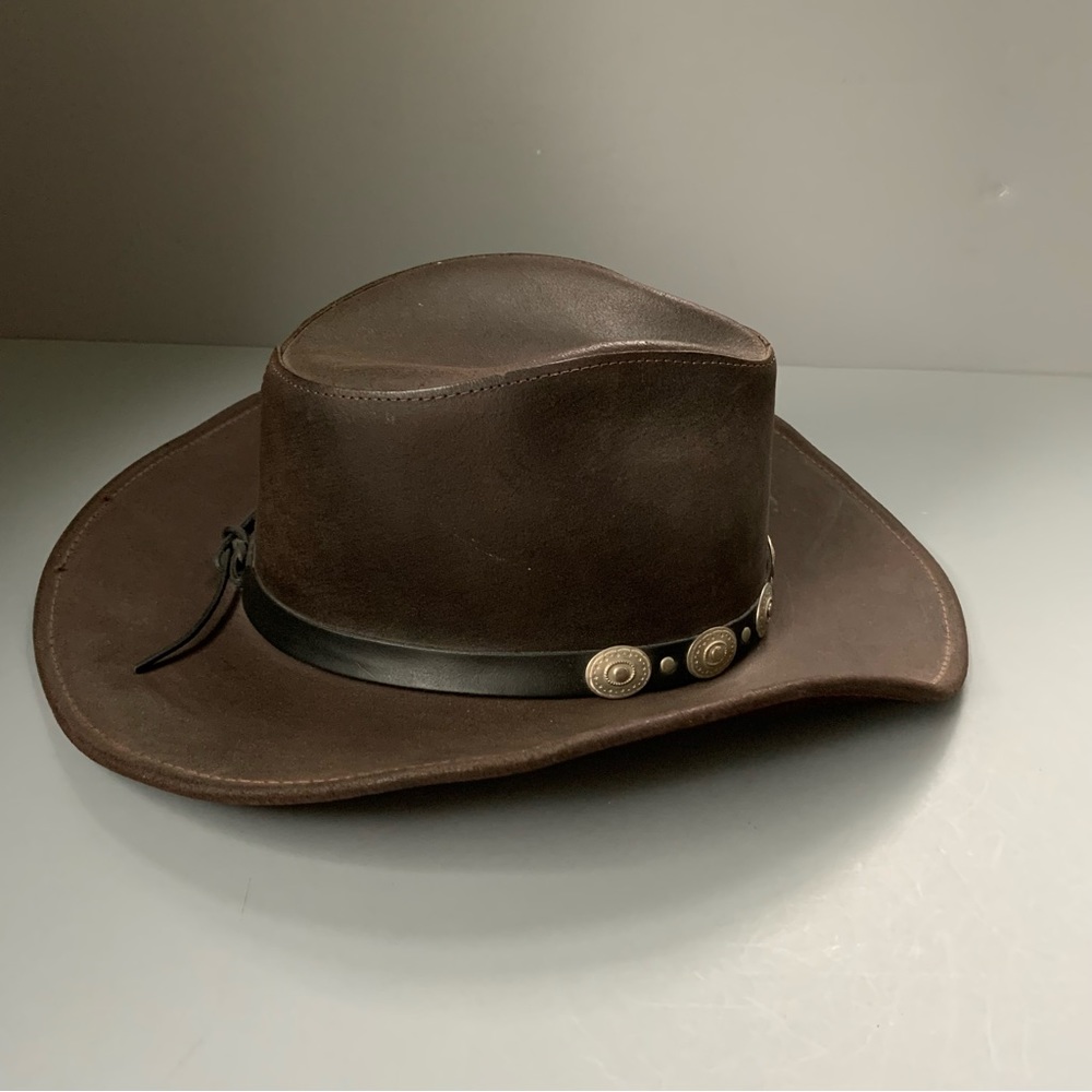 Henschel Walker U Shape It Raging Bull Leather Outback Cowboy/Cowgirl Hat M - Picture 4 of 16